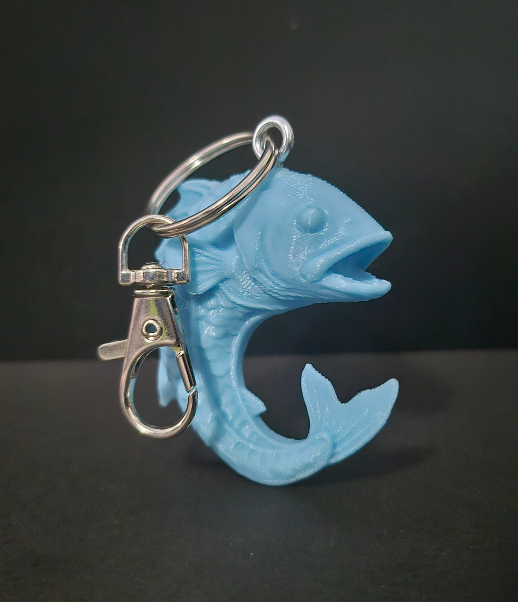 Glow Blue 3D Printed Fish Keychains