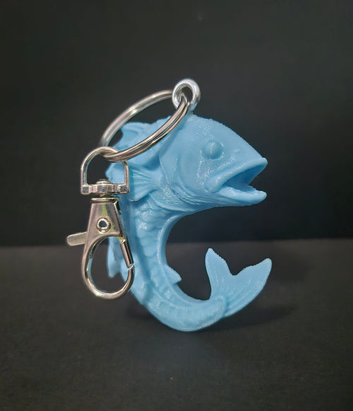 Glow Blue 3D Printed Fish Keychains