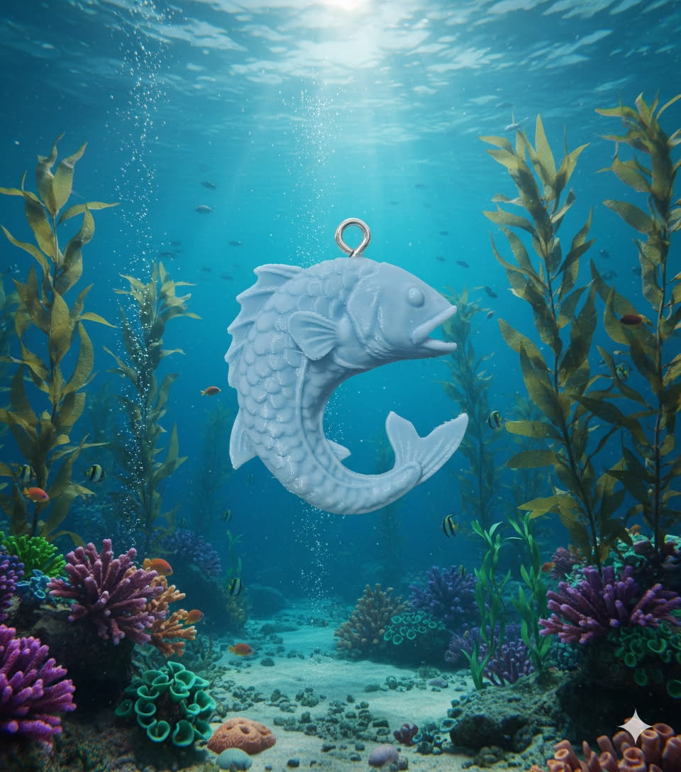 Glow Blue 3D Printed Fish Keychains